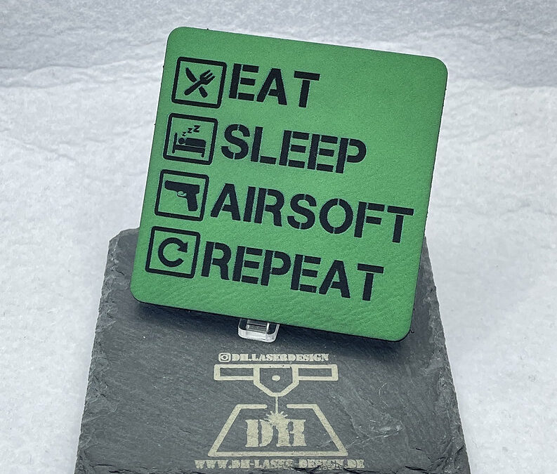 EAT/SLEEP/AIRSOFT/REPEAT Kunstleder Lasercut Patch