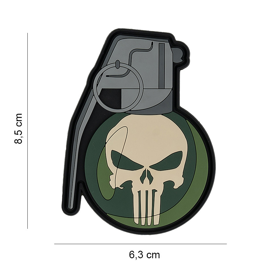 Handgrenade Punish Skull pvc Patch