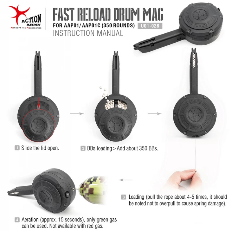 AAP01 Drum Magazine for AAP-01 and G-series GBB, 350 BBs Black – Bild 6