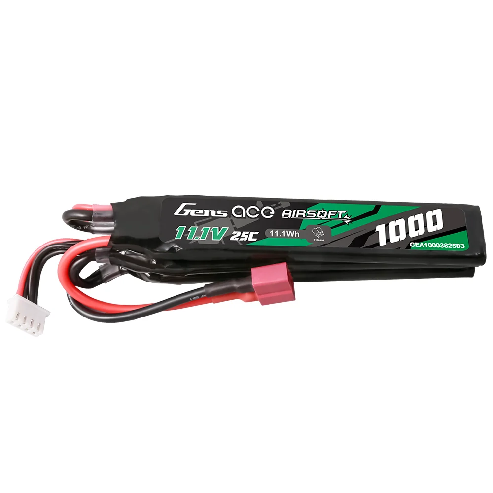 Gens ace 25C 1000 mAh 3S1P 11,1V Nunchuck 3X Airsoft Gun Lipo Akku mit T-Stecker – Bild 3