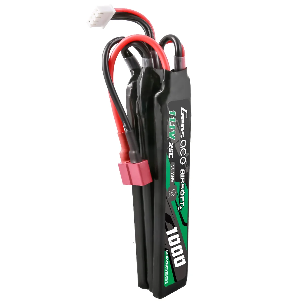 Gens ace 25C 1000 mAh 3S1P 11,1V Nunchuck 3X Airsoft Gun Lipo Akku mit T-Stecker – Bild 2